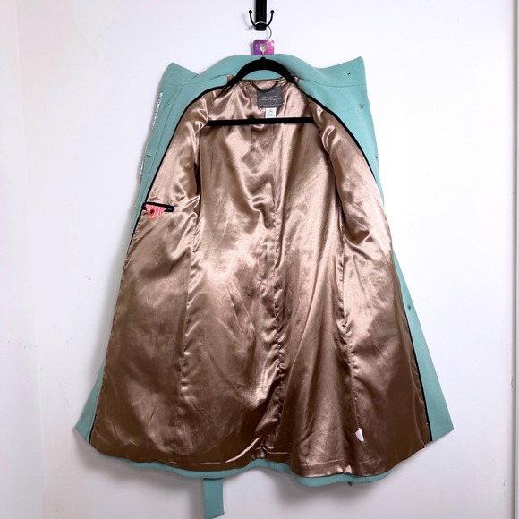 J.Crew Double Cloth Wool Blend Trench Coat Size 2 Aqua Teal Heavy Jacket - Picture 3 of 5